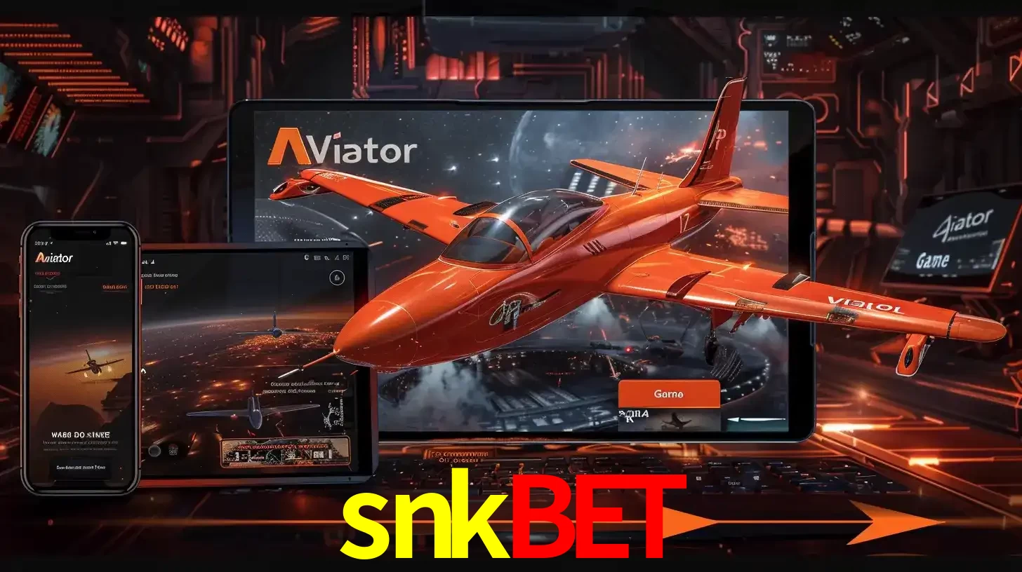 Apresentação tecnológica do jogo Aviator com um avião saindo da tela de um tablet, demonstrando a experiência imersiva em múltiplos dispositivos no snkbet.