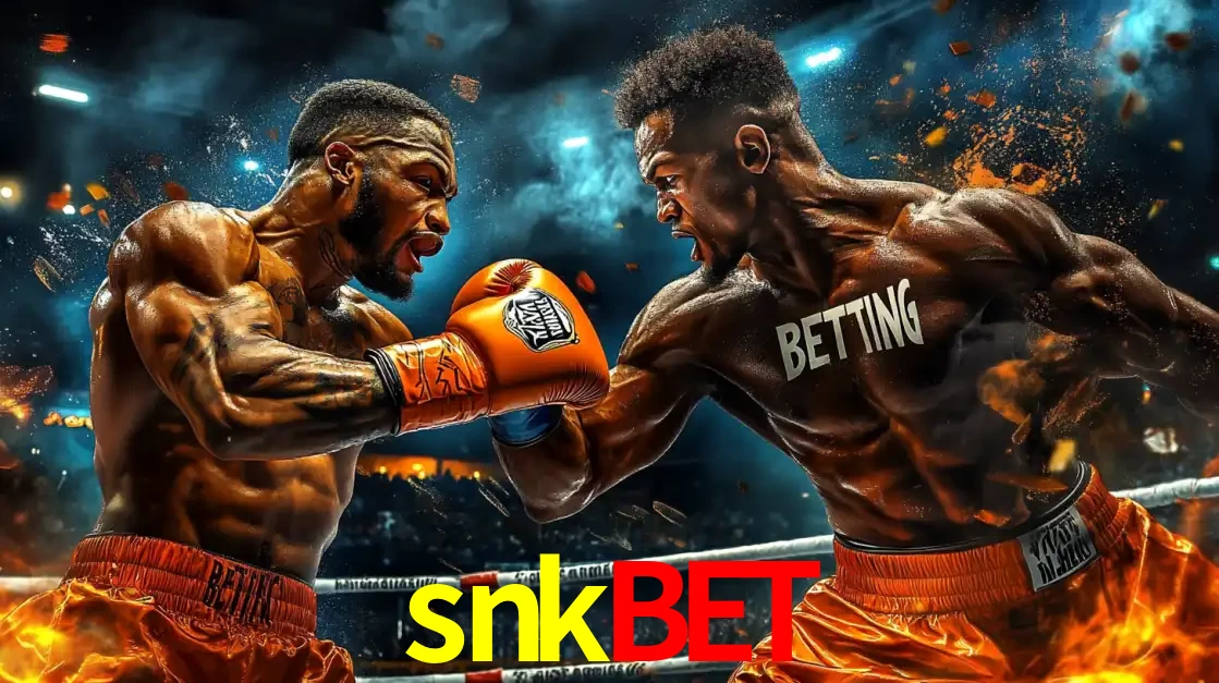 Dois boxeadores em uma luta intensa e explosiva, representando a adrenalina e as oportunidades de apostas em esportes de combate disponíveis na plataforma snkbet.