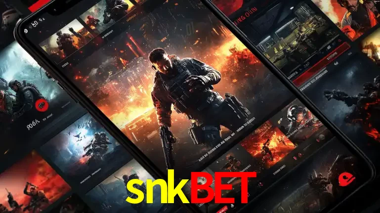 Tela de um celular exibindo uma galeria de jogos de tiro com temática militar, mostrando a variedade de e-sports disponíveis para apostas na plataforma de entretenimento snkbet.